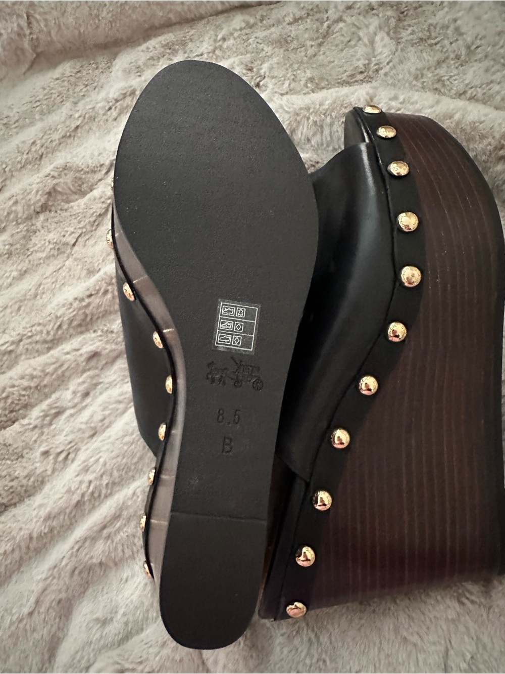 NWOT COACH Hellena Sandals Black Semi Matte Calf - Picture 3 of 6